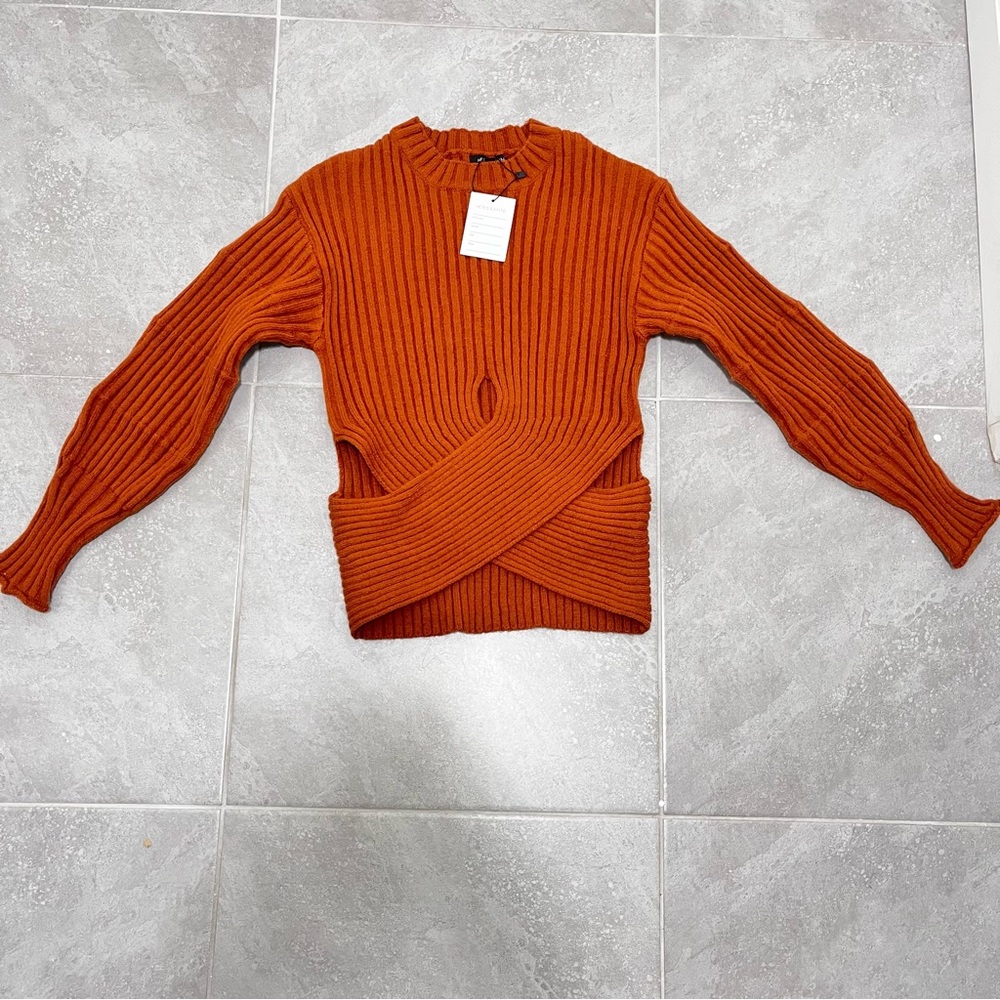 Her and Mine Orange Autumn Colored Body Crossed Long Sleeve